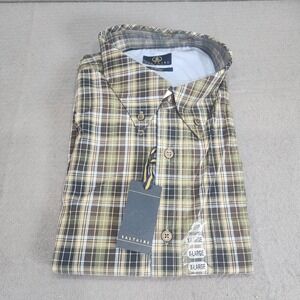 Saltaire Button Front‎ Shirt Vine Green Plaid Long Sleeve Mens XL M3F282U NWT